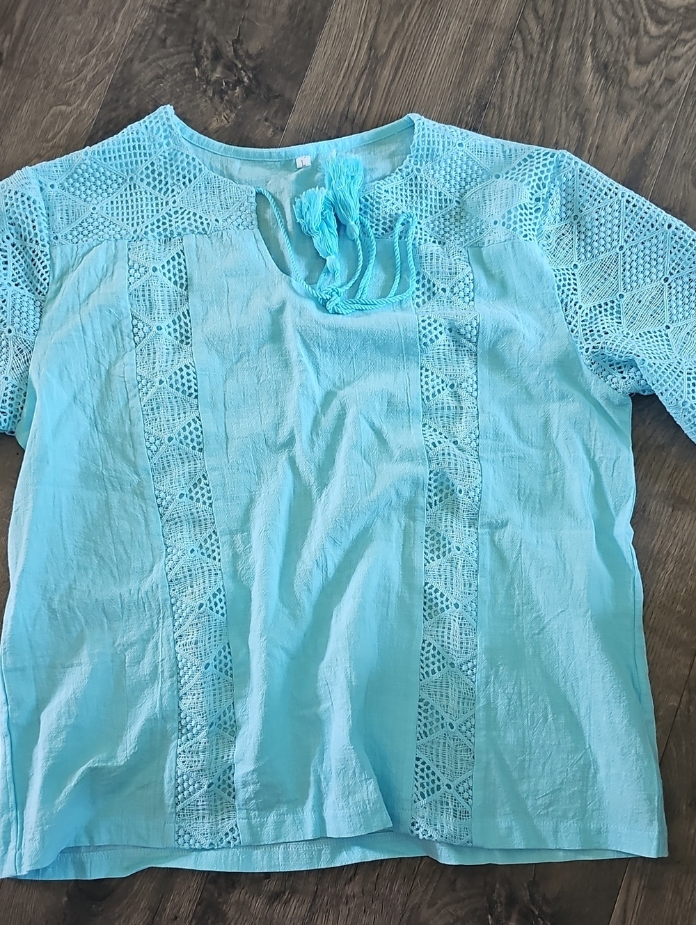 Vintage Crochet Blouse Trim Tassel Women Large Lightweight Lace Boho
